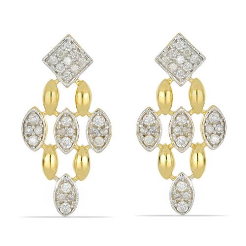 WHITE DIAMOND GEMSTONE 14K GOLD CLASSIC EARRINGS WITH WHITE DIAMOND